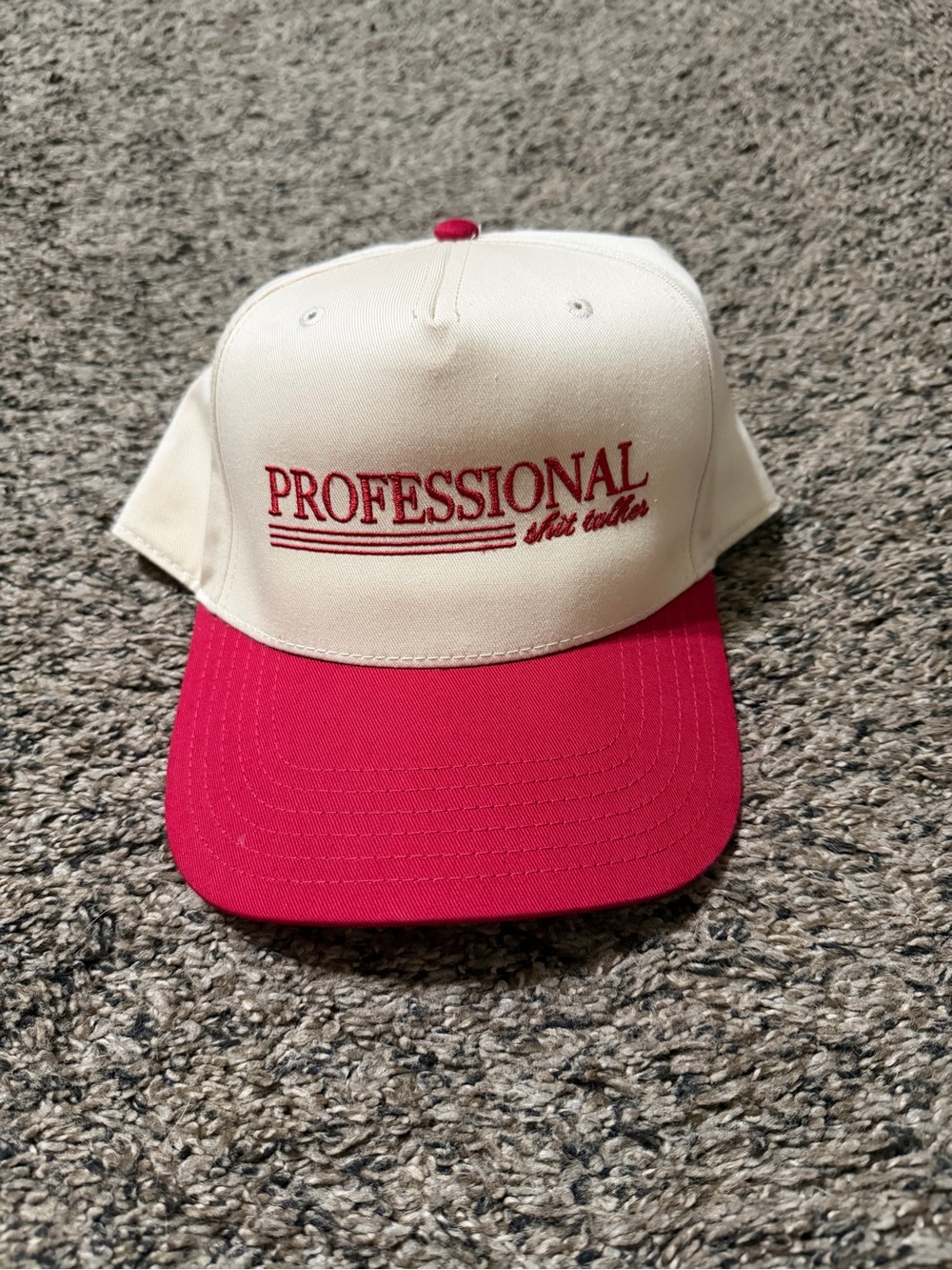 OTTO Two-Tone Cream and Red 'PROFESSIONAL' Embroidered Trucker Hat